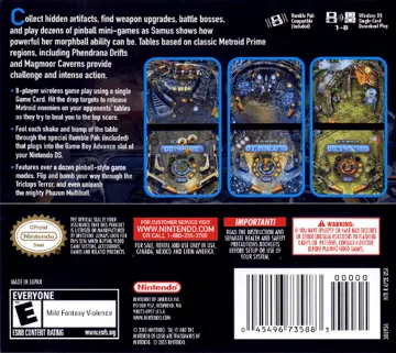 Metroid Prime Pinball (USA) box cover back